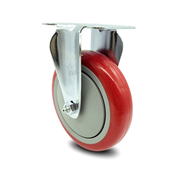 Service Caster 5 Inch Red Polyurethane Wheel Rigid Top Plate Caster SCC-20R514-PPUB-RED-TP2 - main